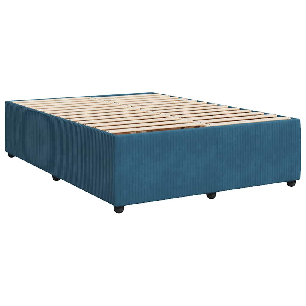 vidaXL Κρεβάτι Boxspring με Στρώμα Μπλε 140x200 εκ. Βελούδινο
