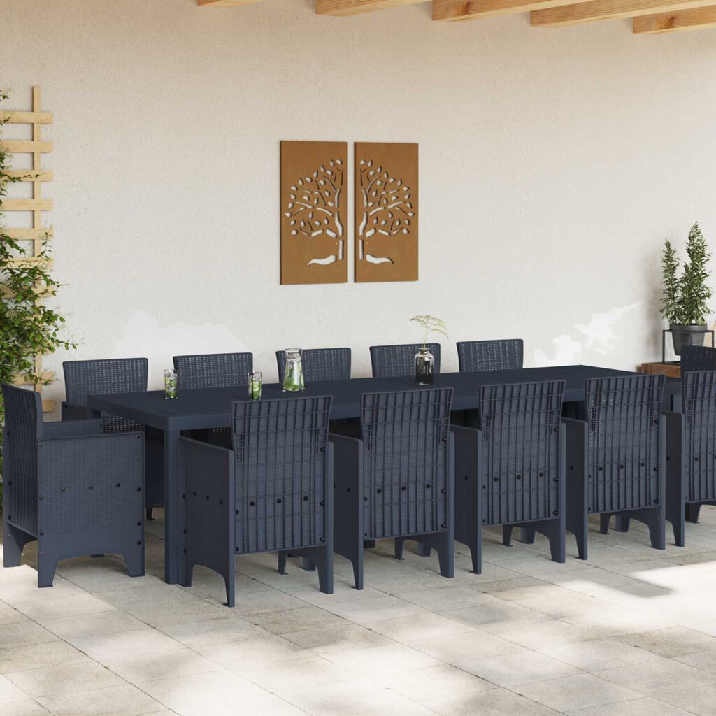 vidaXL Σέτ φαγητού για κήπο 13 pcs Ανθρακί Large Πολυράτταν