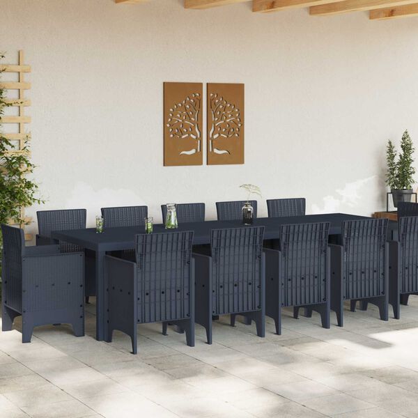 vidaXL Σέτ φαγητού για κήπο 13 pcs Ανθρακί Large Πολυράτταν