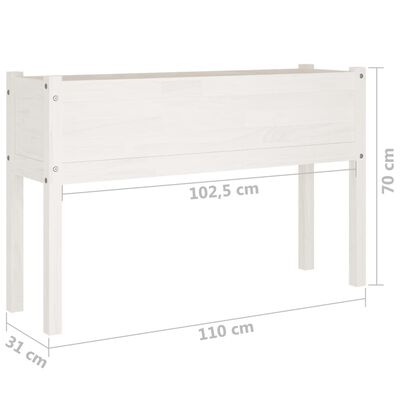 vidaXL Ζαρντινιέρα Λευκή 110 x 31 x 70 εκ. από Μασίφ Ξύλο Πεύκου