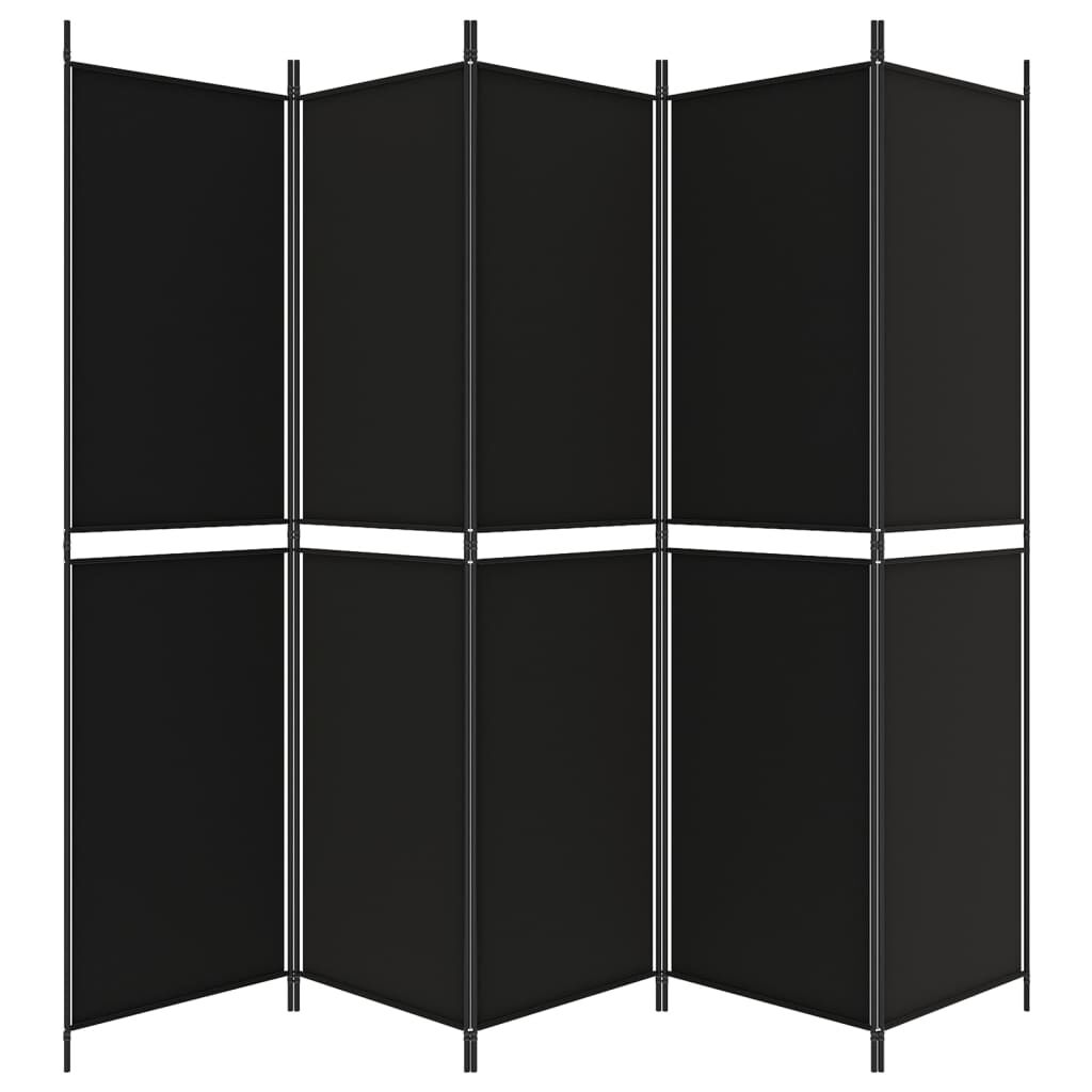 vidaXL Διαχωριστικό Δωματίου με 5 Πάνελ Μαύρο 250x200 εκ. από Ύφασμα