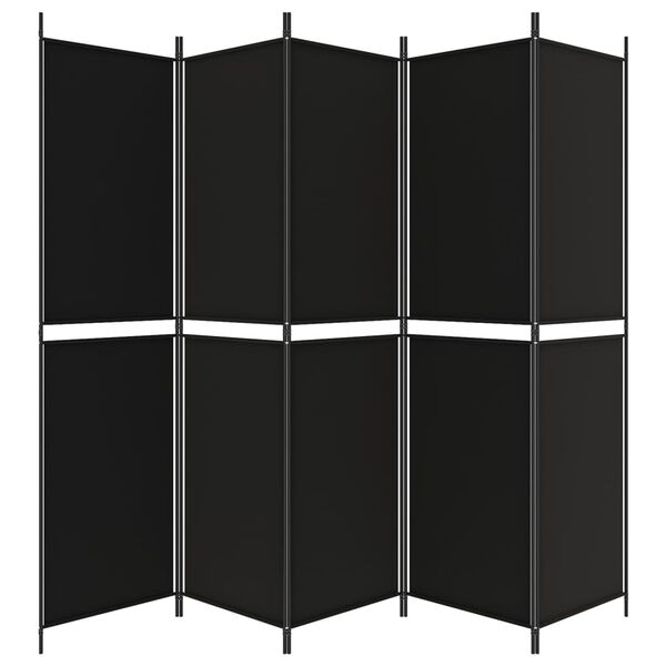 vidaXL Διαχωριστικό Δωματίου με 5 Πάνελ Μαύρο 250x200 εκ. από Ύφασμα