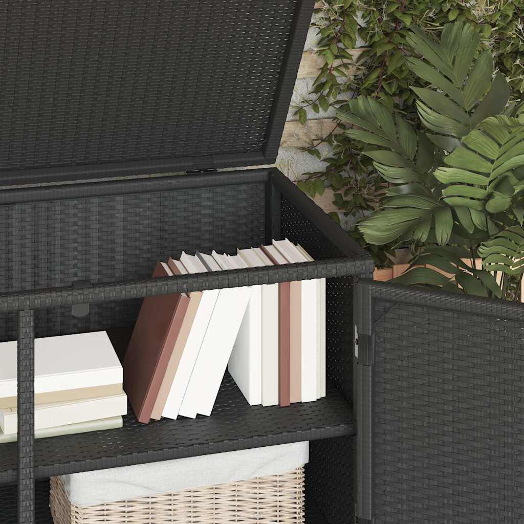 vidaXL Ντουλάπι Αποθήκευσης Κήπου Μαύρο 110x55,5x60,5 εκ. Συνθ. Ρατάν