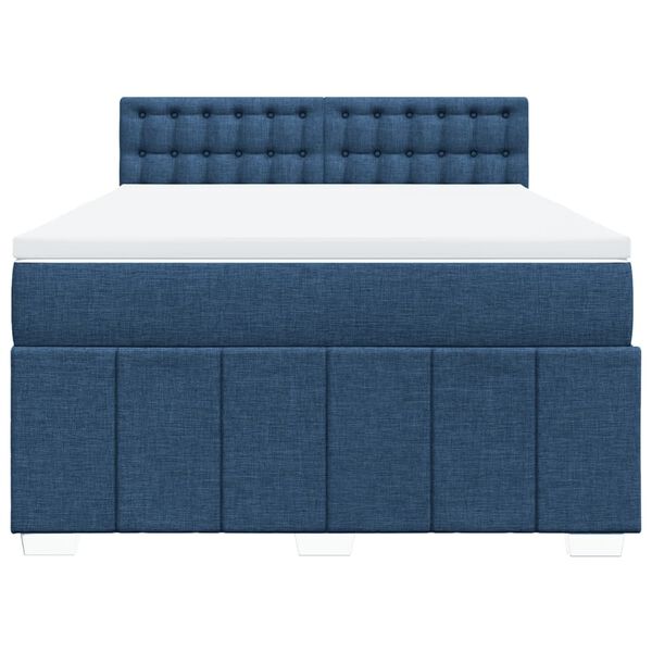 vidaXL Κρεβάτι Boxspring με Στρώμα Μπλε 140x200 εκ. Υφασμάτινο