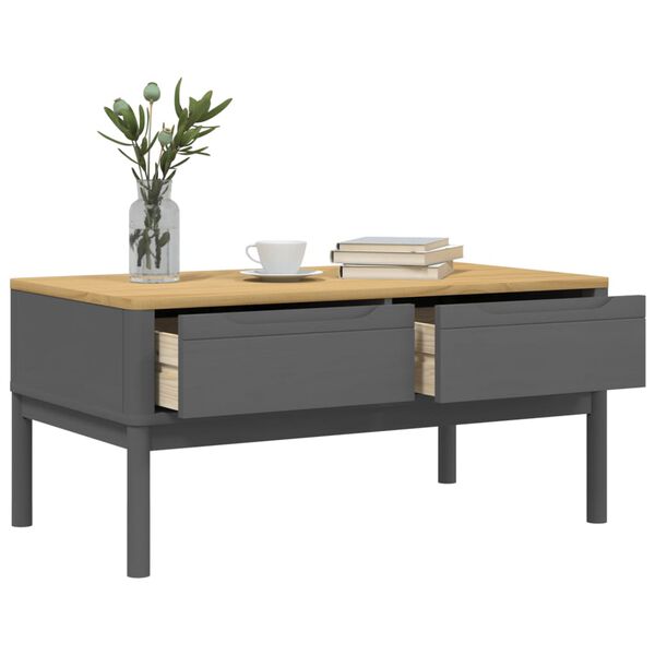 vidaXL Τραπεζάκι Σαλονιού FLORO Γκρι 99x55,5x45 εκ. Μασίφ Πεύκο