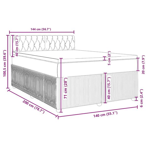 vidaXL Κρεβάτι Boxspring με Στρώμα Ανοιχτό Γκρι 140x200 εκ. Υφασμάτινο