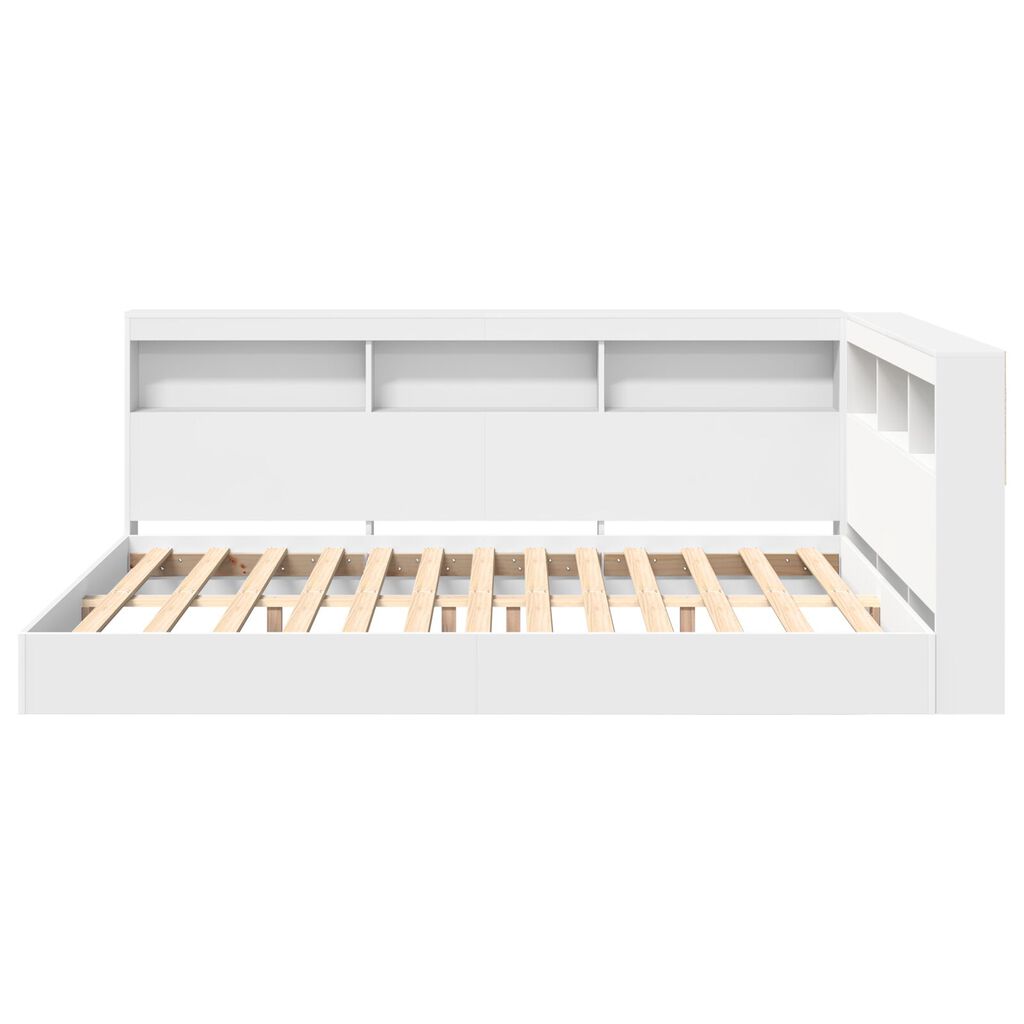 vidaXL Κρεβάτι Βιβλιοθήκης Λευκό 160x200 εκ. Τεχνητό Ξύλο