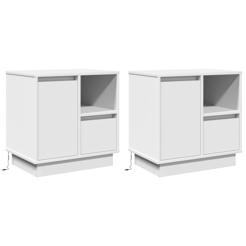 vidaXL Κομοδίνο με 2 pcs Λευκό 50 x 34.5 x 50 εκ. Επεξεργασμένο ξύλο