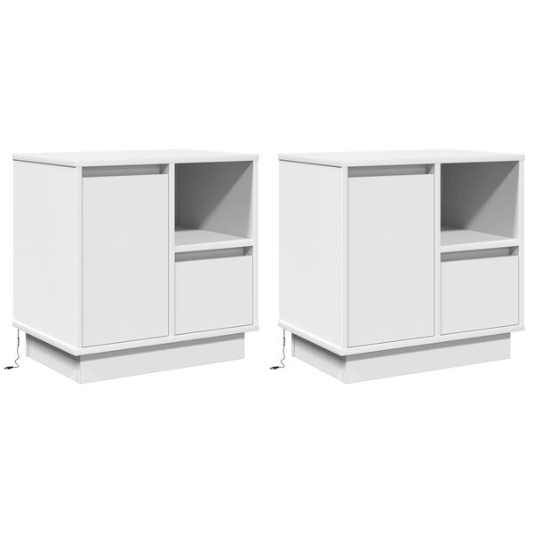 vidaXL Κομοδίνο με 2 pcs Λευκό 50 x 34.5 x 50 εκ. Επεξεργασμένο ξύλο