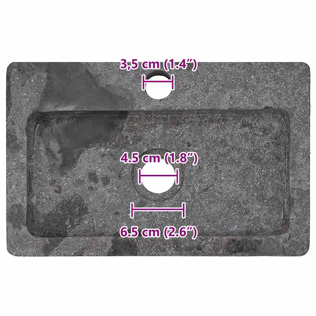 vidaXL Νιπτήρας Επιτοίχιος Γκρι 38 x 24 x 6,5 εκ. Μαρμάρινος