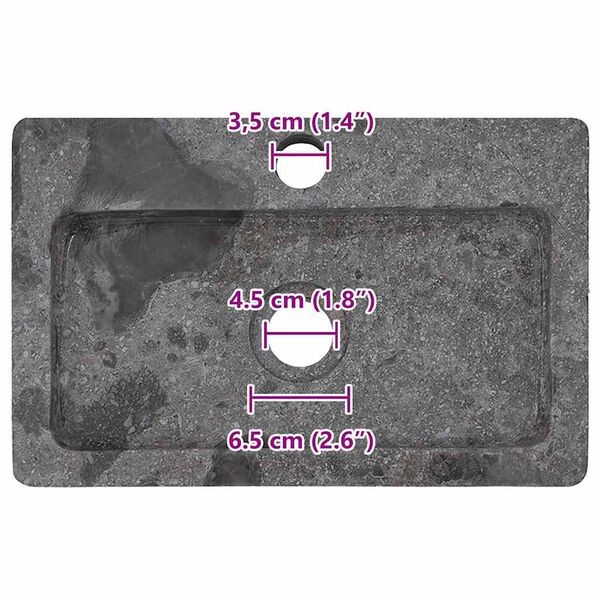 vidaXL Νιπτήρας Επιτοίχιος Γκρι 38 x 24 x 6,5 εκ. Μαρμάρινος