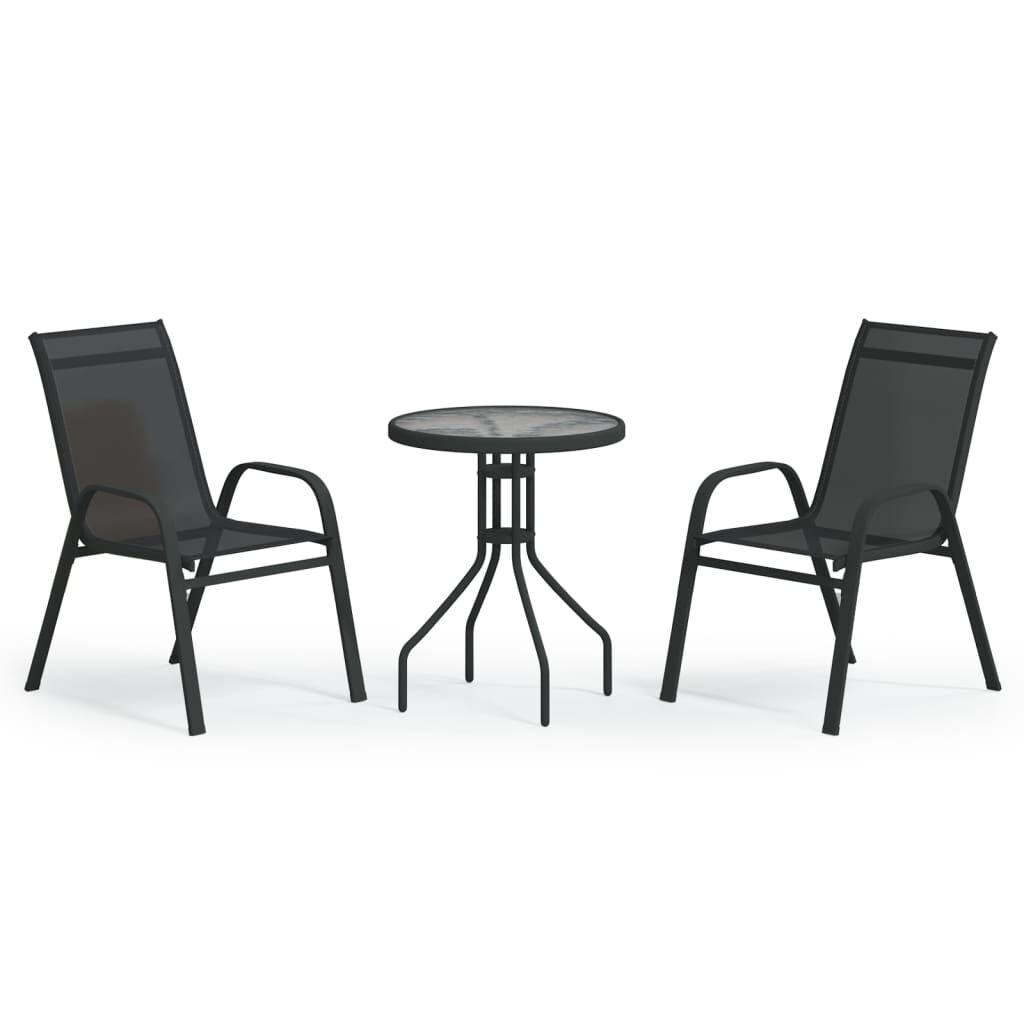 vidaXL Σετ Επίπλων Bistro Κήπου 3 Τεμαχίων Μαύρο