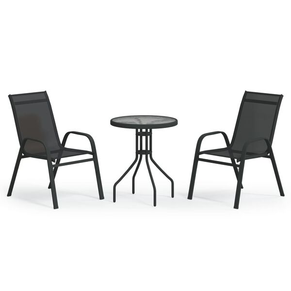 vidaXL Σετ Επίπλων Bistro Κήπου 3 Τεμαχίων Μαύρο
