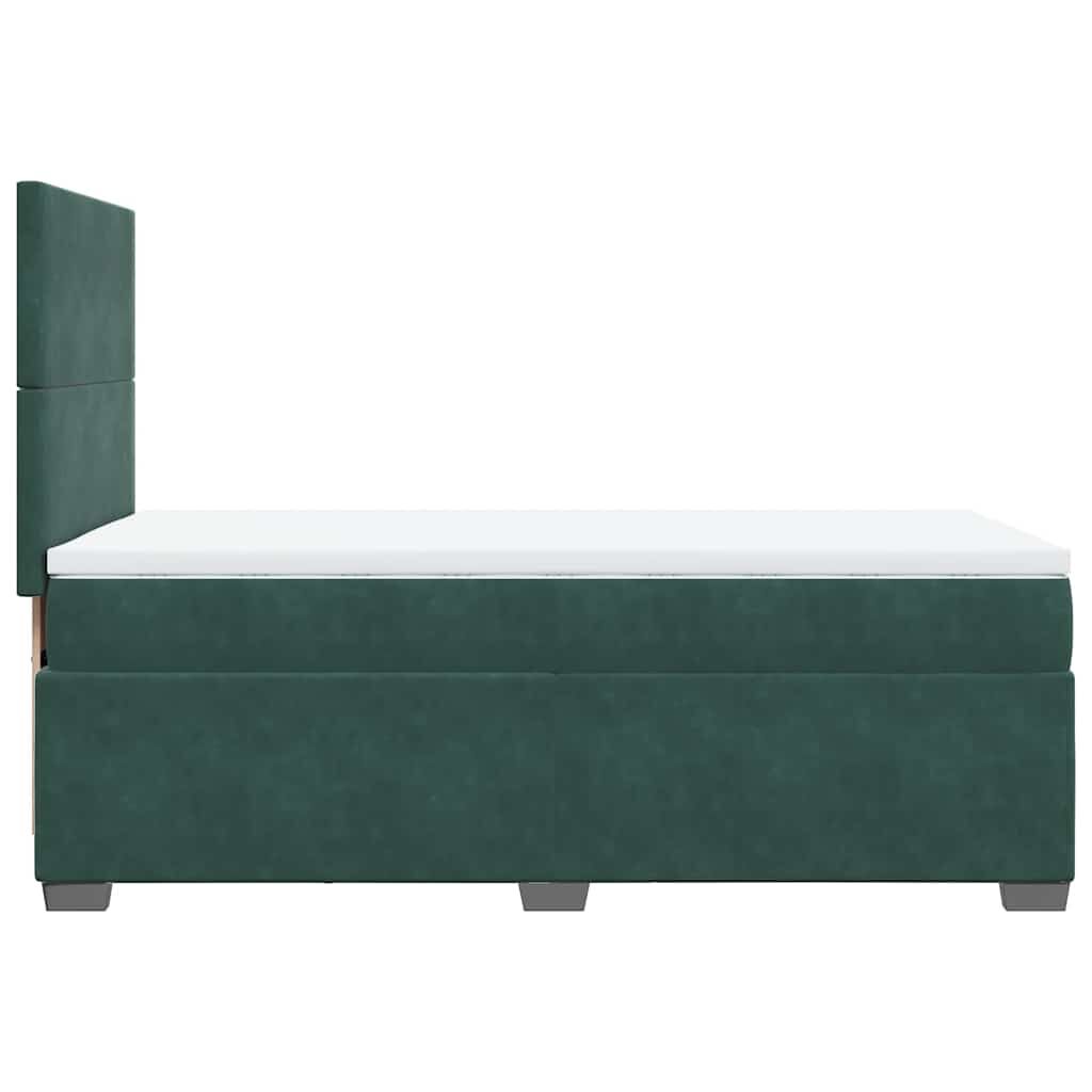 vidaXL Κρεβάτι Boxspring με Στρώμα Σκούρο Πράσινο 80x200 εκ. Βελούδινο