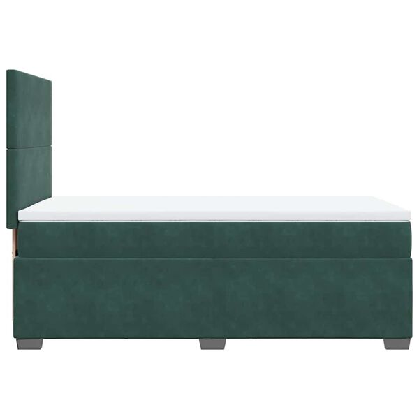 vidaXL Κρεβάτι Boxspring με Στρώμα Σκούρο Πράσινο 80x200 εκ. Βελούδινο