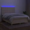 vidaXL &Kappa;&rho;&epsilon;&beta;ά&tau;&iota; Boxspring &mu;&epsilon; &Sigma;&tau;&rho;ώ&mu;&alpha; & LED &Kappa;&rho;&epsilon;&mu; 140x200 &epsilon;&kappa;. &Upsilon;&phi;&alpha;&sigma;&mu;ά&tau;&iota;&nu;&omicron;