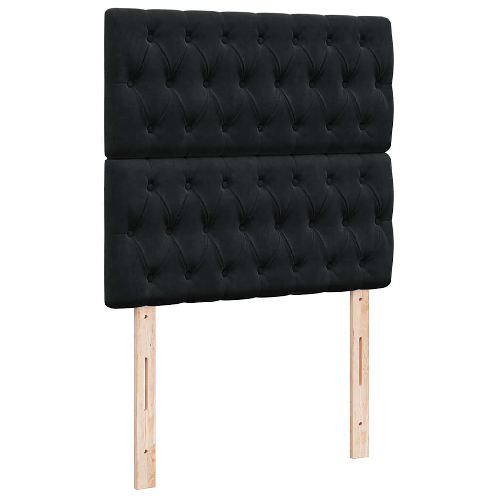 vidaXL Οθωμανικό κρεβάτι με στρώματα Μαύρο 90x200cm Velvet