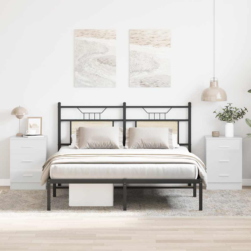 vidaXL Κομοδίνα 2 τεμ. Γυαλιστερό Λευκό 38x35x56 εκ. από Επεξ. Ξύλο