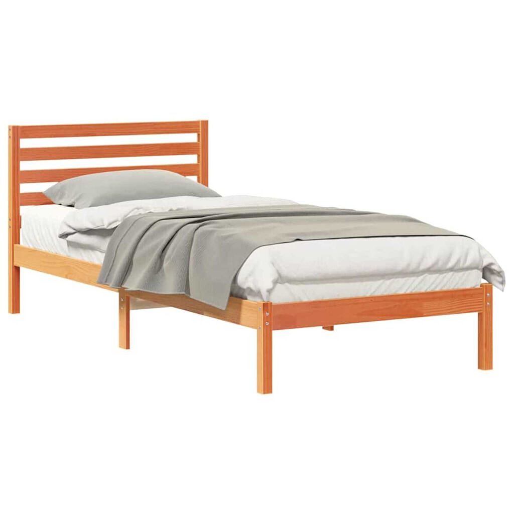 vidaXL Σκελετός Κρεβατιού Καφέ κεριού 100 x 220 cm Μασίφ ξύλο πεύκου