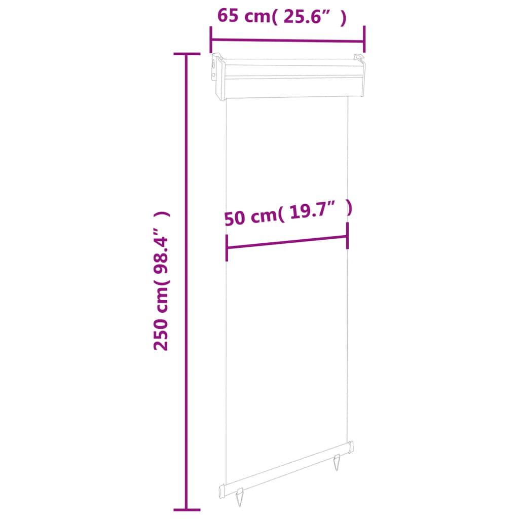 vidaXL Σκίαστρο Βεράντας Πλαϊνό Μαύρο 65 x 250 εκ.