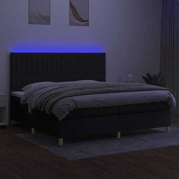 vidaXL &Kappa;&rho;&epsilon;&beta;ά&tau;&iota; Boxspring &mu;&epsilon; &Sigma;&tau;&rho;ώ&mu;&alpha; & LED &Mu;&alpha;ύ&rho;&omicron; 200x200 &epsilon;&kappa;. &Upsilon;&phi;&alpha;&sigma;&mu;ά&tau;&iota;&nu;&omicron;