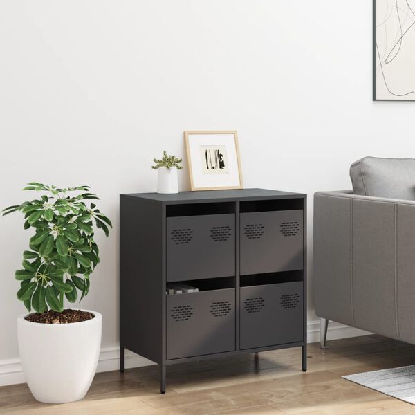 vidaXL Ντουλάπι Μαύρο 68x39x73,5 εκ. από Χάλυβα Ψυχρής Έλασης
