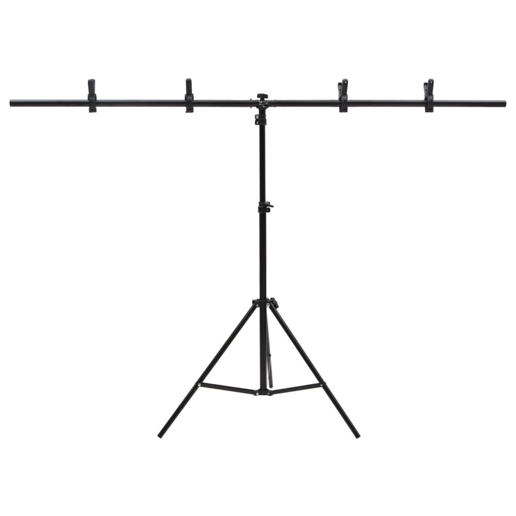 vidaXL Βάση Φόντου σε Σχήμα Τ Μαύρη 151x60x(70-200) εκ.