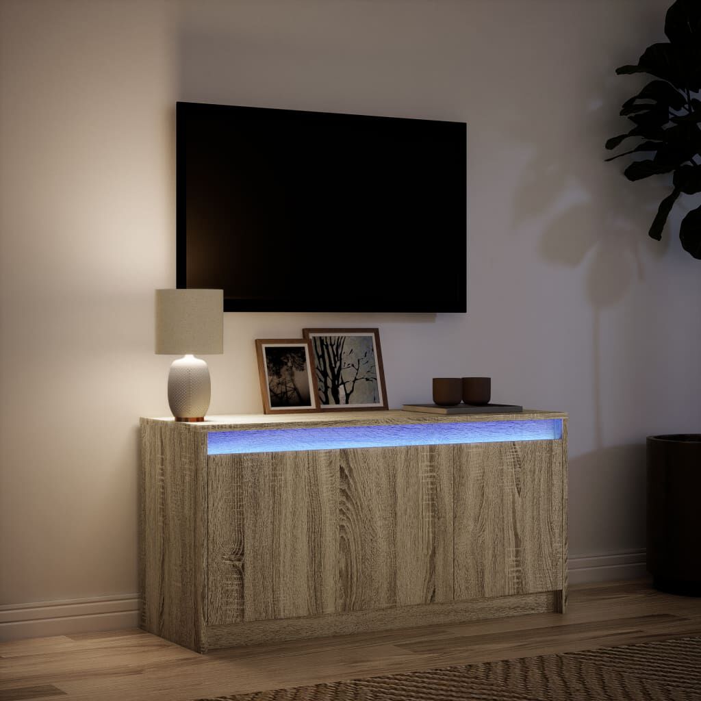 vidaXL Έπιπλο Τηλεόρασης με LED Sonoma Δρυς 100x34x50 εκ. Επεξ. Ξύλο