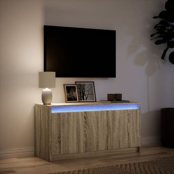 vidaXL Έπιπλο Τηλεόρασης με LED Sonoma Δρυς 100x34x50 εκ. Επεξ. Ξύλο