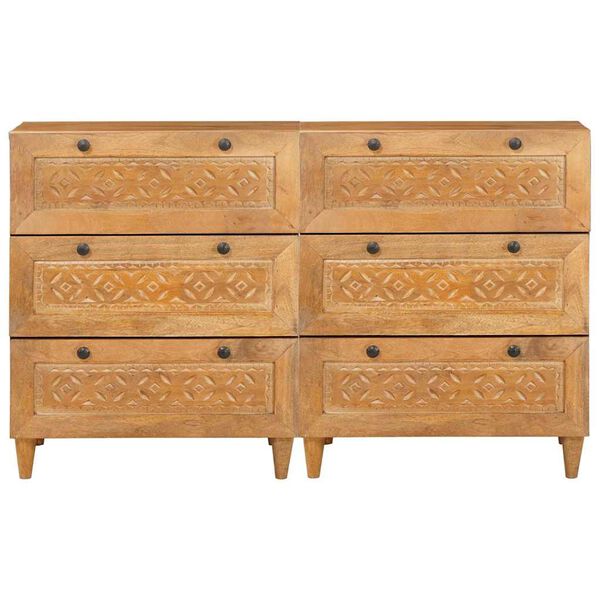 vidaXL Πλαϊνό γραφείο 2 pcs Καφέ 60 x 33 x 75 cm Μασίφ ξύλο μάνγκο