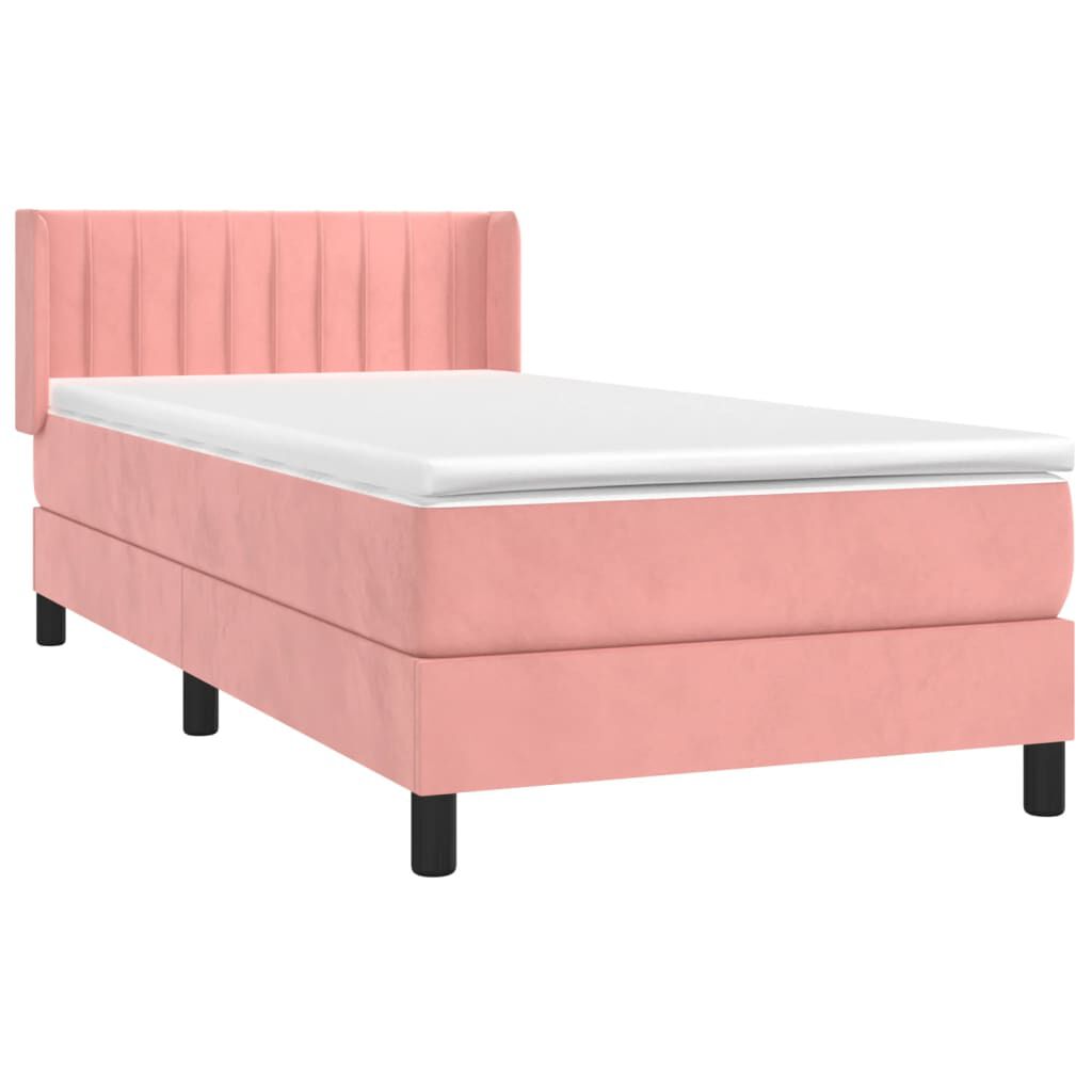 vidaXL Κρεβάτι Boxspring με Στρώμα Ροζ 80 x 200 εκ. Βελούδινο