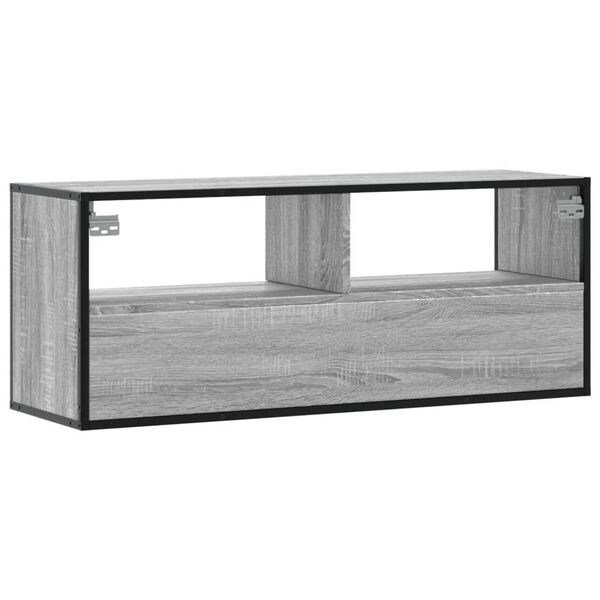 vidaXL Έπιπλο Τηλεόρασης Γκρι Sonoma 100x31x39,5 εκ. Επεξ.Ξύλο/Μέταλλο