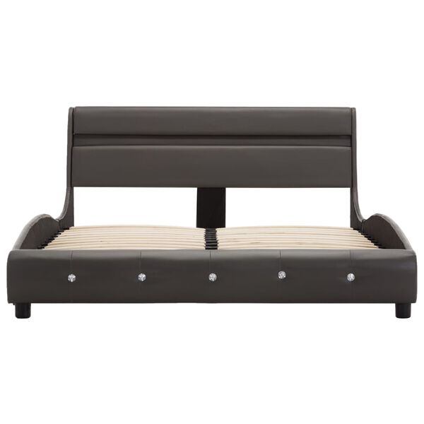 vidaXL Πλαίσιο Κρεβατιού με LED Γκρι 140x200 εκ. από Συνθετικό Δέρμα