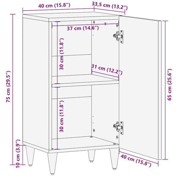 vidaXL Sideboard 40x33,5x75 cm μασίφ ξύλο Mango