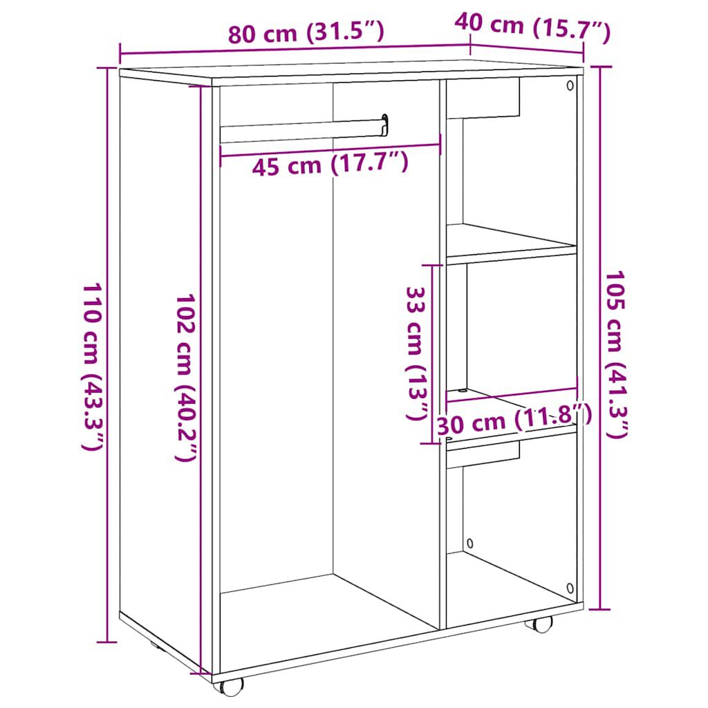 vidaXL Ντουλάπα Τεχνίτης Δρυς 80x40x110 εκ Επεξεργασμένο Ξύλο