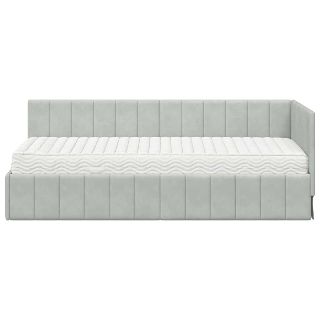 vidaXL Κρεβάτι Γωνίας με στρώμα Ανοιχτό γκρι 80 x 200 cm Βελούδο