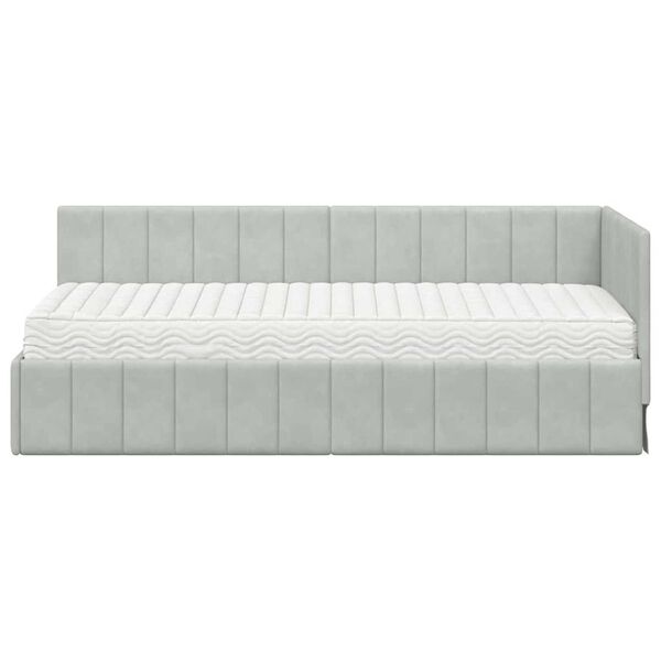 vidaXL Κρεβάτι Γωνίας με στρώμα Ανοιχτό γκρι 80 x 200 cm Βελούδο