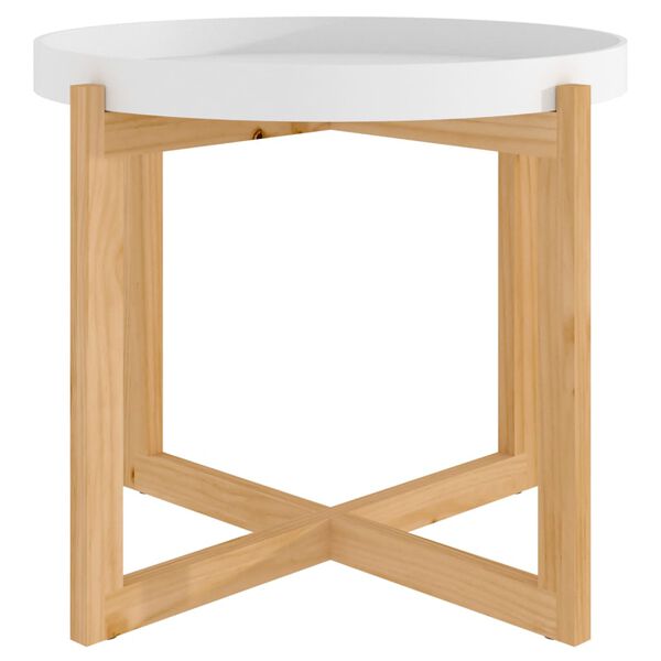 vidaXL Τραπεζάκι Σαλονιού Λευκό 53x53x43,5 εκ. Επεξ. Ξύλο&Μασίφ Πεύκο