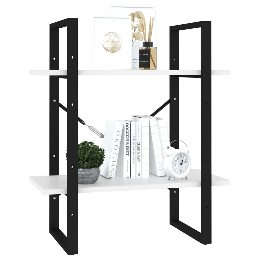 vidaXL Βιβλιοθήκη με 2 Ράφια Λευκή 60 x 30 x 70 εκ. από Επεξ. Ξύλο