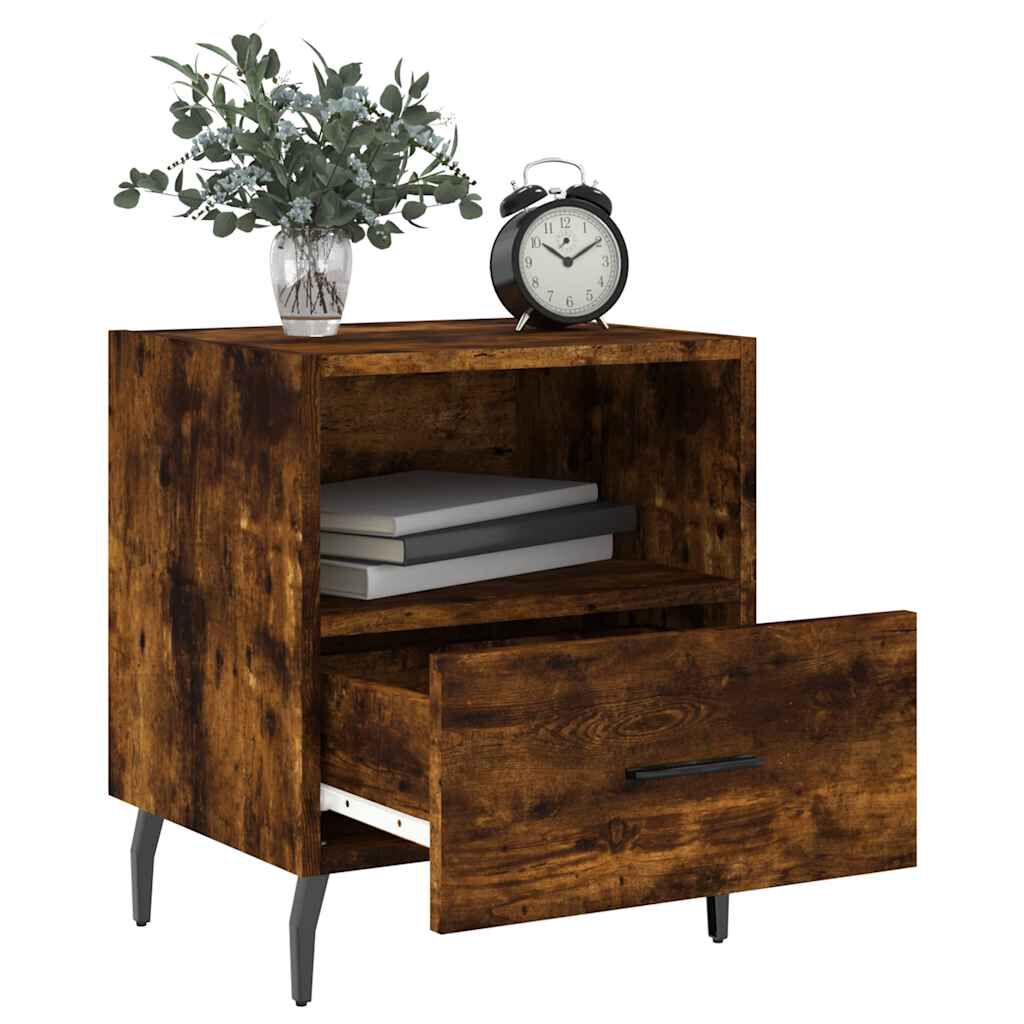 vidaXL Κομοδίνα 2 τεμ. Καπνιστή Δρυς 40 x 35 x 47,5 εκ. Επεξεργ. Ξύλο
