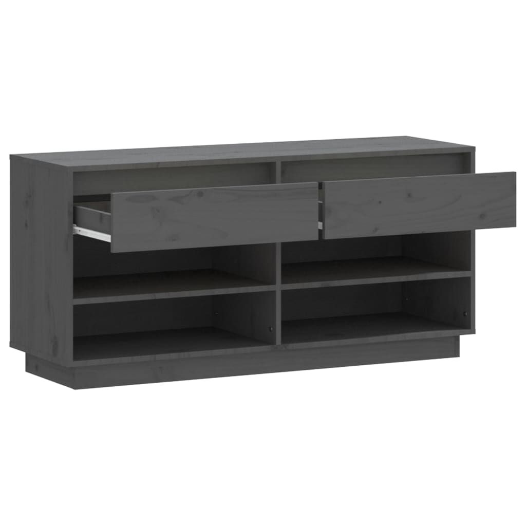 vidaXL Παπουτσοθήκη Γκρί 110 x 34 x 52 εκ. από Μασίφ Ξύλο Πεύκου
