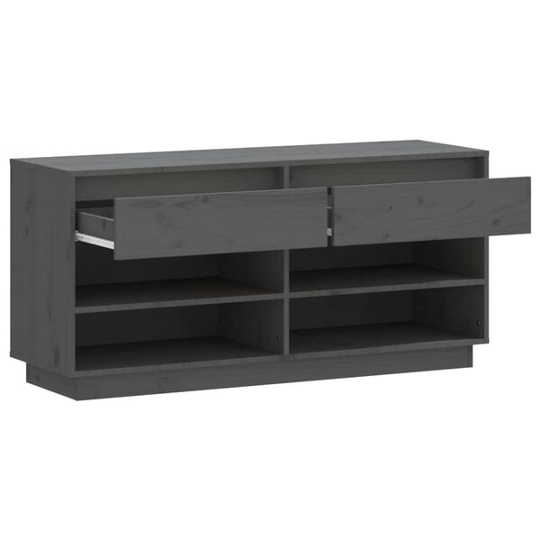 vidaXL Παπουτσοθήκη Γκρί 110 x 34 x 52 εκ. από Μασίφ Ξύλο Πεύκου