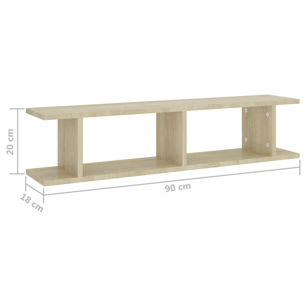 vidaXL Ραφιέρες Τοίχου 2 τεμ. Sonoma Δρυς 90x18x20 εκ. από Μοριοσανίδα