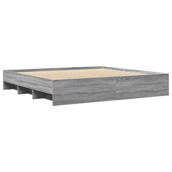 vidaXL Πλαίσιο Κρεβατιού Γκρι Sonoma 200x200 εκ. Επεξεργασμένο Ξύλο