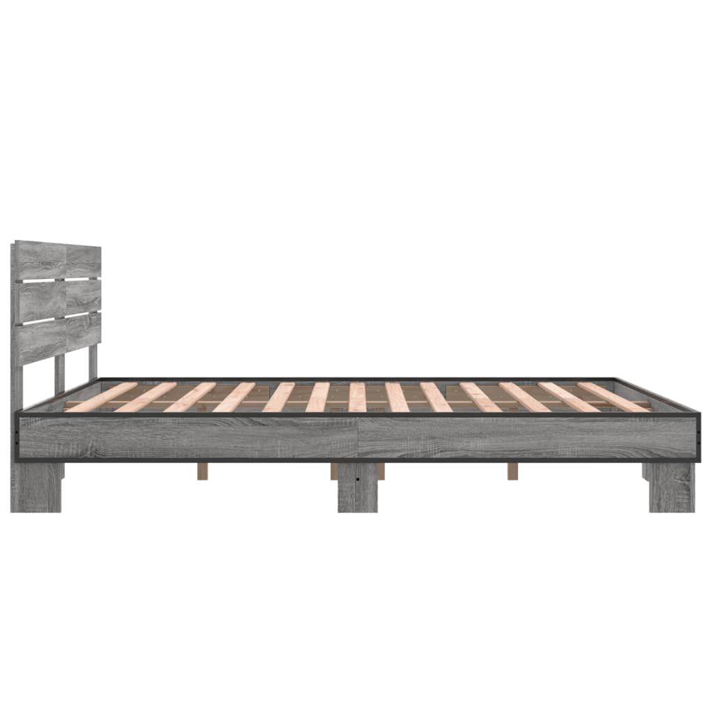 vidaXL Πλαίσιο Κρεβατιού Γκρι Sonoma 160x200 εκ. Επεξ. Ξύλο & Μέταλλο