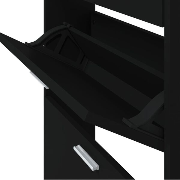 vidaXL Παπουτσοθήκη Μαύρη 59 x 17 x 169 εκ. από Επεξεργασμένο Ξύλο