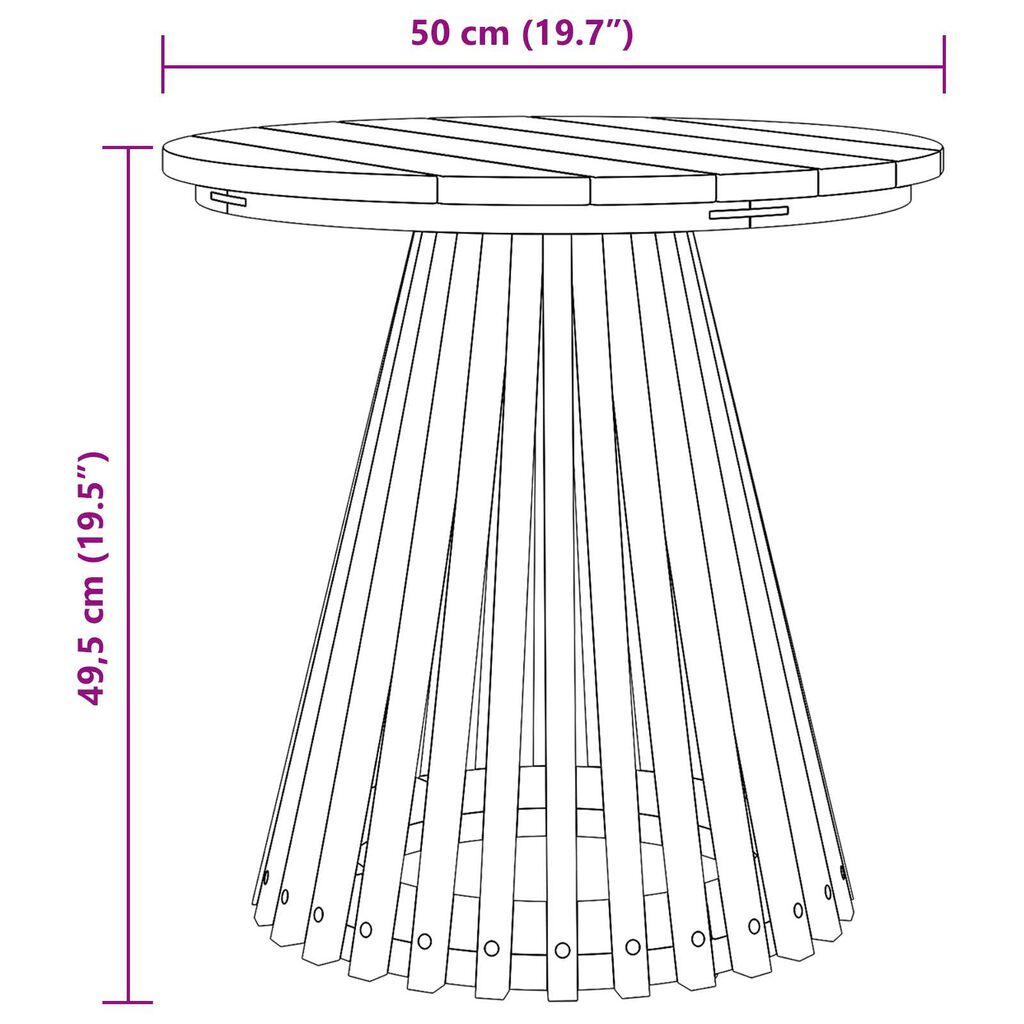 vidaXL Τραπέζι Κήπου Ø50x49.5 εκ. Μασίφ Ξύλο Teak