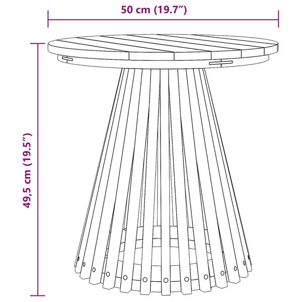 vidaXL Τραπέζι Κήπου Ø50x49.5 εκ. Μασίφ Ξύλο Teak