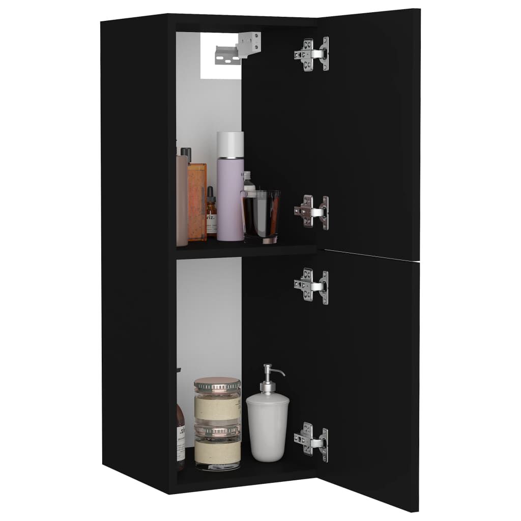 vidaXL Ντουλάπι Μπάνιου Μαύρο 30 x 30 x 80 εκ. από Επεξ. Ξύλο