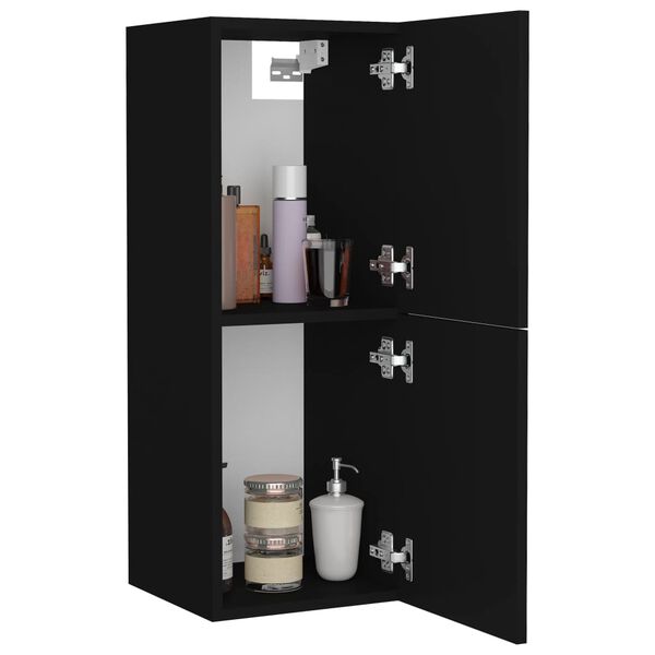 vidaXL Ντουλάπι Μπάνιου Μαύρο 30 x 30 x 80 εκ. από Επεξ. Ξύλο